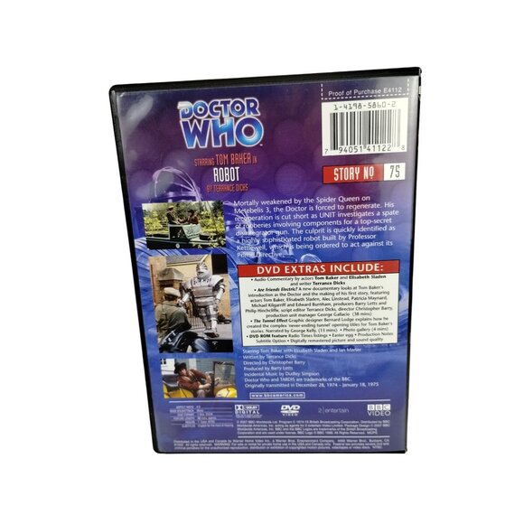 Doctor Who Robot DVD Starring Tom Baker Story No. 75 BBC Video With Extras - Picture 3 of 6